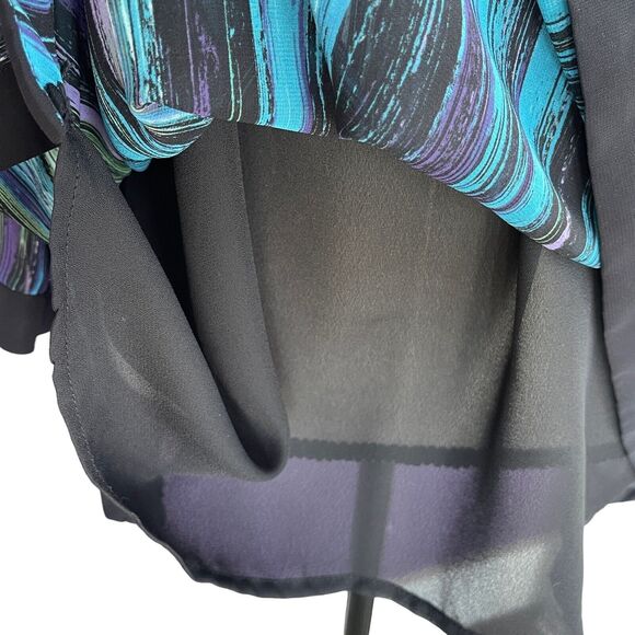 JM Collection SZ 12 Top 3/4 Sleeves V-Neck Lightweight Lined Abstract Side Slits - Picture 8 of 10